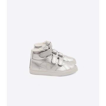 Veja ESPLAR MID FURED LEATHER Kids' High Tops Silver | CA 690NWY